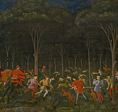 La Caza en el Bosque, c.1465-70 (detalle) de Paolo Uccello