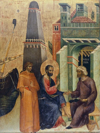 La curación del anciano, detalle del Retablo Semanal de Marciana, de Paolo Veneziano (ca. 1300-ca. 1365) de Paolo Veneziano