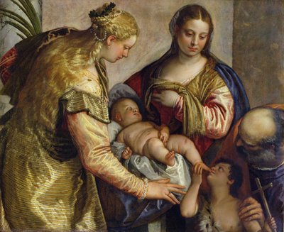 La Sagrada Familia con Santa Bárbara, c.1550 de Paolo Veronese