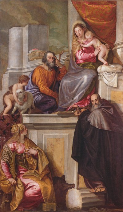 La Sagrada Familia con San Juan Bautista, San Antonio Abad y Santa Catalina, 1551 de Paolo Veronese