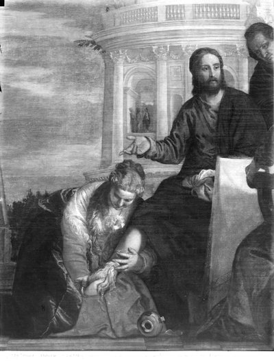 La comida en la casa de Simón el Fariseo, detalle de la parte central, 1570 de Paolo Veronese