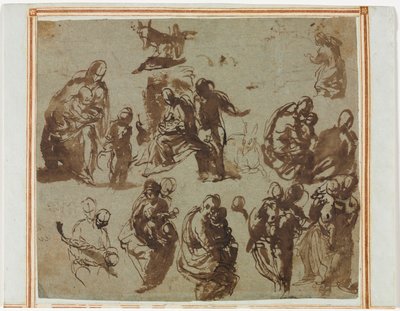 Varios bocetos de la Virgen y el Niño, c. 1580 de Paolo Veronese
