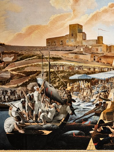 La mattanza del atún en Solanto ante la presencia de la familia real de Paolo de Albertis