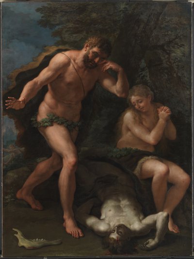 Adán y Eva lamentándose sobre el cuerpo de Abel de Paolo de Matteis