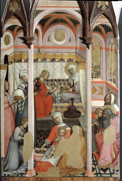 Nacimiento de María (detalle) - tríptico en panel de Paolo di Giovanni Fei