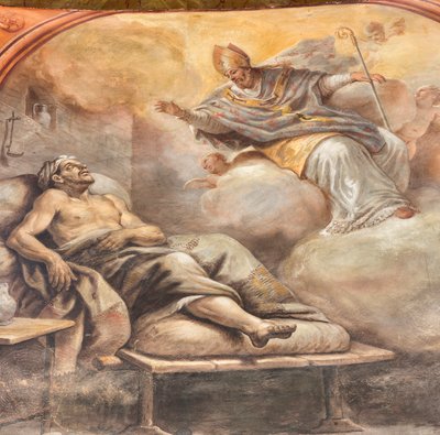 Frescos de Paolo de Matteis fechados en 1714 en la bóveda y en el tambor, que representan la vida del Santo, Capilla de San Cataldo en la Catedral, Taranto, Italia (foto) de Paolo di Matteis