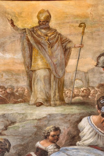 Frescos de Paolo de Matteis fechados en 1714 en la bóveda y en el tambor, que representan la vida del Santo, Capilla de San Cataldo en la Catedral, Taranto, Italia (foto) de Paolo di Matteis