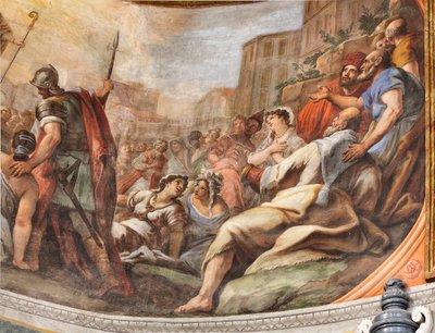 Frescos de Paolo de Matteis fechados en 1714 en la bóveda y en el tambor, que representan la vida del Santo, Capilla de San Cataldo en la Catedral, Taranto, Italia (foto) de Paolo di Matteis