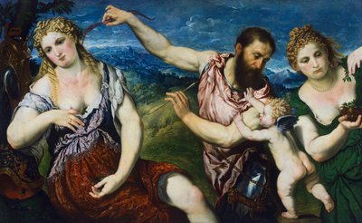 Alegoría con Marte, Venus, Flora y Cupido, c.1560 (óleo sobre lienzo) de Paris Bordone