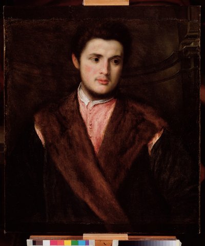 Retrato de un joven con abrigo de piel de Paris Bordone