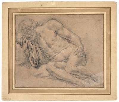 Desnudo masculino dormido, tal vez por la borrachera de Noé de Paris Bordone