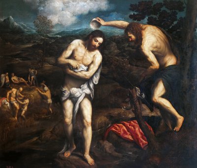El Bautismo de Cristo, 1548-1551 de Paris Bordone