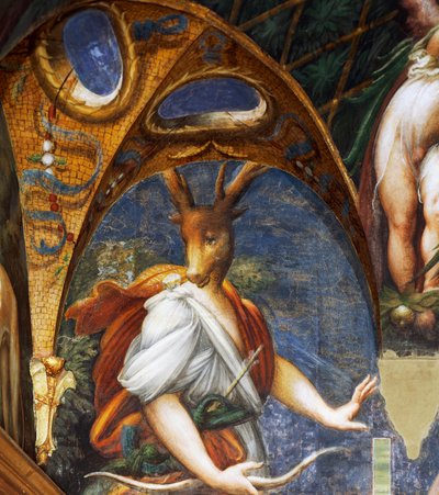 Acteón convertido en ciervo por Diana (detalle) de Parmigianino