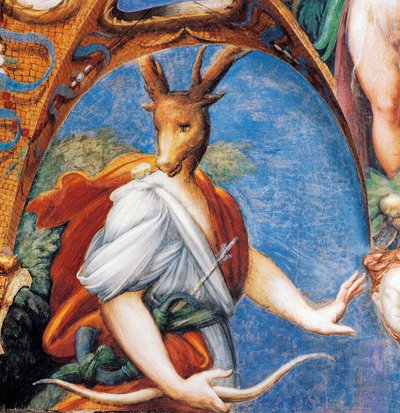 Transformación de Acteón en ciervo, del Mito de Diana y Acteón, circa 1524 de Parmigianino