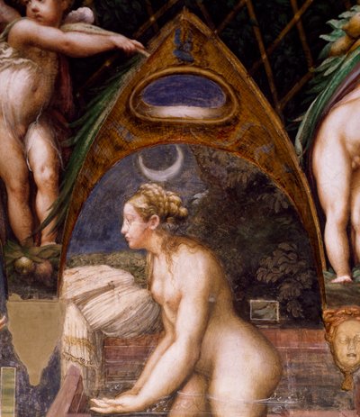 Diana sumergiéndose en el manantial, del Mito de Diana y Acteón de Parmigianino