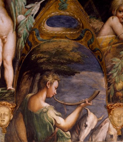 Figura de cazador, del Mito de Diana y Acteón de Parmigianino