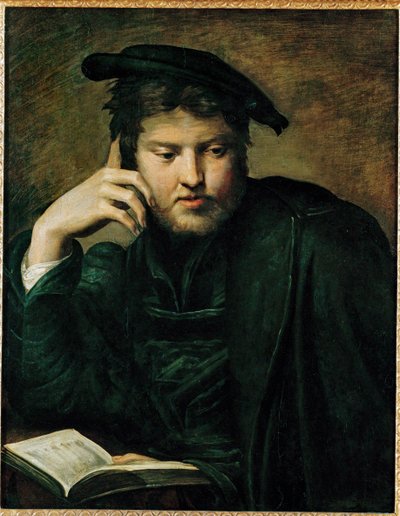 Hombre con libro, primeros trabajos ... de Parmigianino (1503 40)