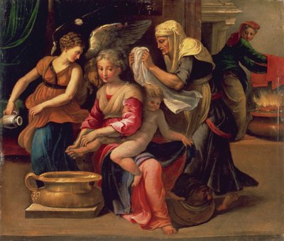 Baño de un bebé de Parmigianino