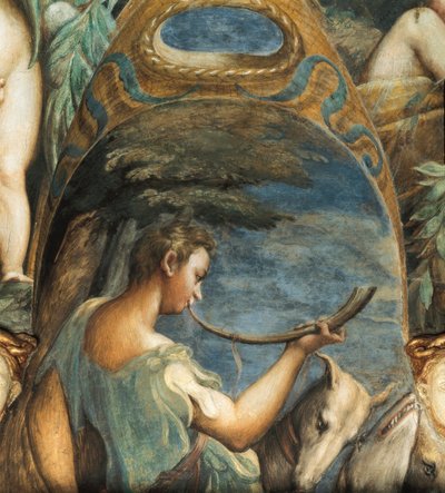 Cazador, del Mito de Diana y Acteón, c.1524 (fresco) de Parmigianino