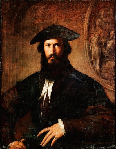 Retrato de hombre pintando por Francesco Mazzola Il Parmigianino, llamado El Parmesano. 1530-1531. Florencia, Galería de los Uffizi de Parmigianino