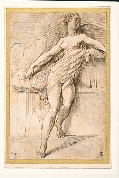figura femenina reclinada de Parmigianino