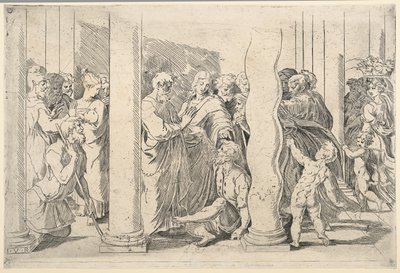 San Pedro y Juan sanando al cojo en el Golden Gate de Parmigianino