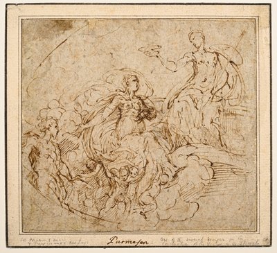 Estudio de la Coronación de la Virgen para Santa Maria della Steccata, Parma de Parmigianino
