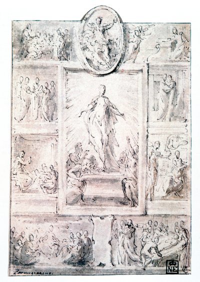 Boceto de composición, c1513-1540 de Parmigianino