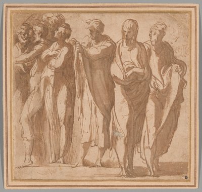 Grupo de nueve figuras de pie de Parmigianino
