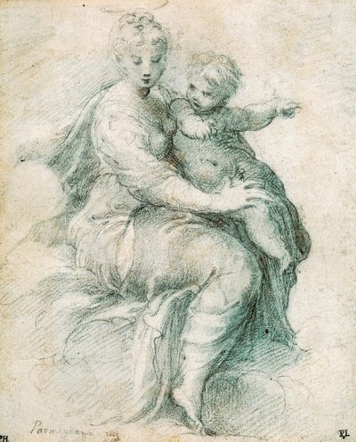 Madonna y el Niño en las nubes de Parmigianino