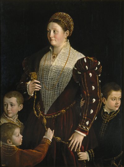 Retrato de Camilla Gonzaga di San Secondo y sus tres hijos de Parmigianino