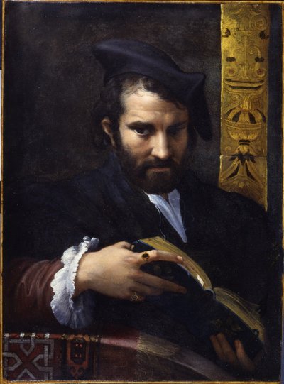Retrato de un hombre con un libro, ca 1524 de Parmigianino