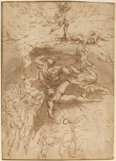 La Caída de los Ángeles Rebeldes [recto] de Parmigianino