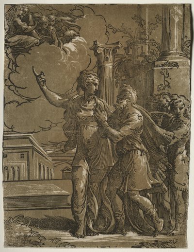 Sibila Tiburtina y el Emperador Augusto, c. 1527-1530 de Parmigianino