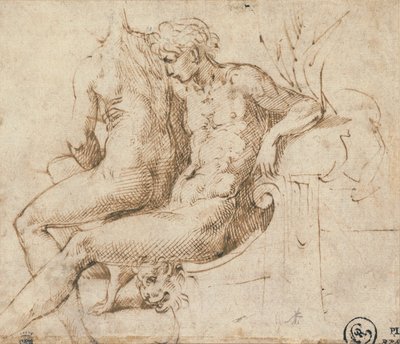 Dos amantes sentados en un sofá de Parmigianino