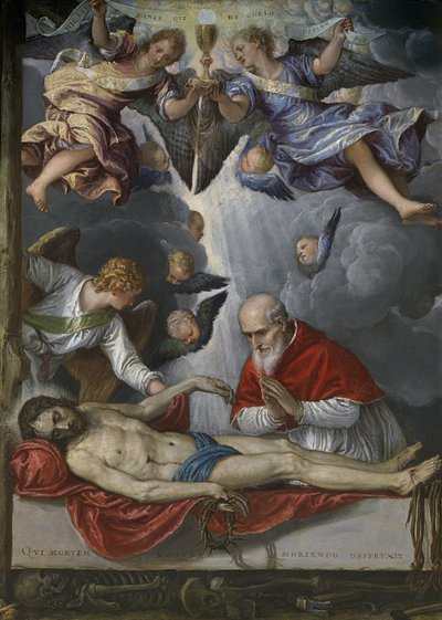 Cristo muerto, adorado por el Papa Pío V (Antonio Michele Ghislieri de Parrasio Micheli