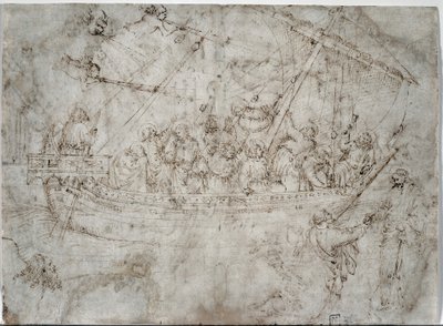Dos dibujos de barcos (verso) de Parri Spinelli