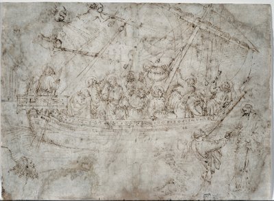 Dos dibujos de barcos verso, años 1410 de Parri Spinelli