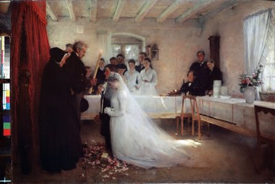 ""La bendición nupcial"" (Boda) Pintura de Pascal Adolphe Jean Dagnan-Bouveret (Dagnan Bouveret) (1852-1929) 1880-1881 Museo Pushkin de Moscú de Pascal Adolphe Jean Dagnan Bouveret
