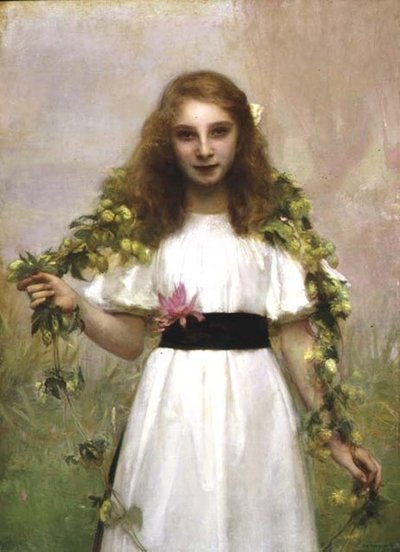 Retrato de una joven con flores de Pascal Adolphe Jean Dagnan Bouveret