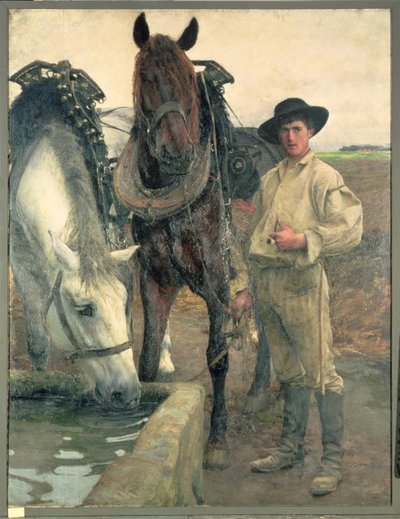 Caballos en el abrevadero, 1884 de Pascal Adolphe Jean Dagnan Bouveret