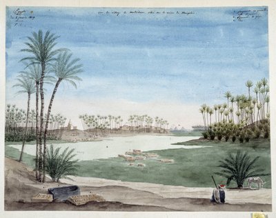 Egipto: Vista del pueblo de Metriham, cerca de Menfis. 1819 Dibujo de Pascal Coste (1787-1879) Museo de Arqueología Mediterránea, Marsella de Pascal Xavier (after) Coste