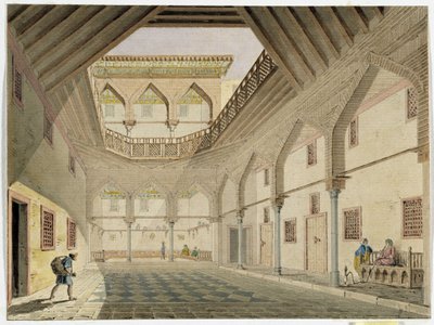 Vista del interior de un caravasar, casa de Azir Osman Agha. Acuarela de Pascal Coste (1787-1879) Museo de Arqueología del Mediterráneo, Marsella de Pascal Xavier (after) Coste