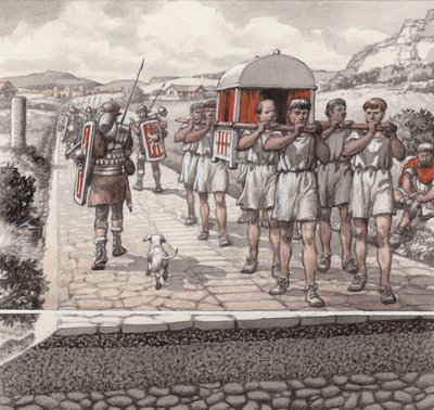 Una calzada romana (gouache sobre papel) de Pat (1907-95) Nicolle