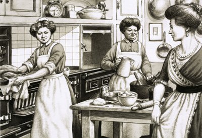 En la época eduardiana se cocinaba en cocinas de carbón. de Pat (1907-95) Nicolle