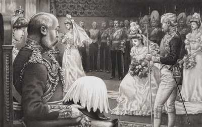 Presentación de debutantes a Eduardo VII (1844-1925) y la reina Alexandra (1841-1910) (gouache sobre papel) de Pat (1907-95) Nicolle
