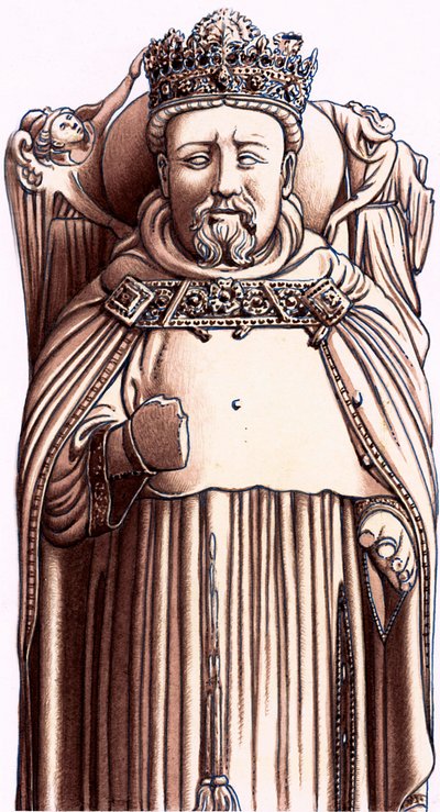 Efigie de Enrique IV de Inglaterra sobre su tumba en Canterbury de Pat (1907-95) Nicolle