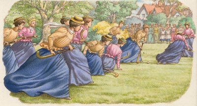 Hockey, jugado por mujeres con falda larga (gouache sobre papel) de Pat (1907-95) Nicolle