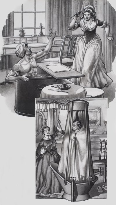 Jean Paul Marat (1743-93) y Disraeli (1804-81) (gouache sobre papel) de Pat (1907-95) Nicolle