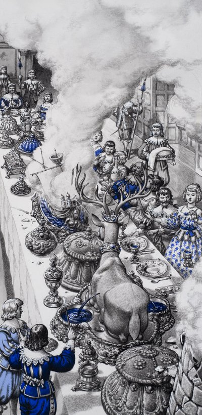 Fiesta del siglo XVII (gouache sobre papel) de Pat (1907-95) Nicolle